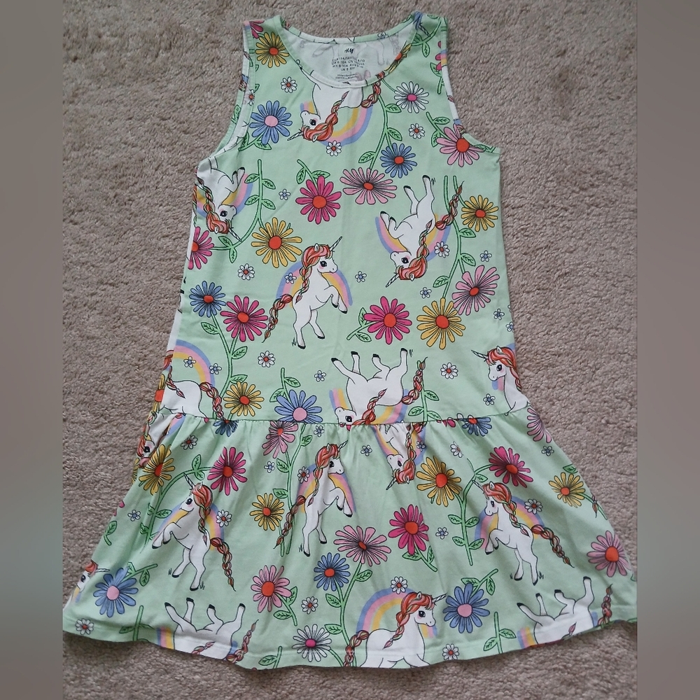 H&M Cotton Unicorn Dress Sleeveless Size 8/10